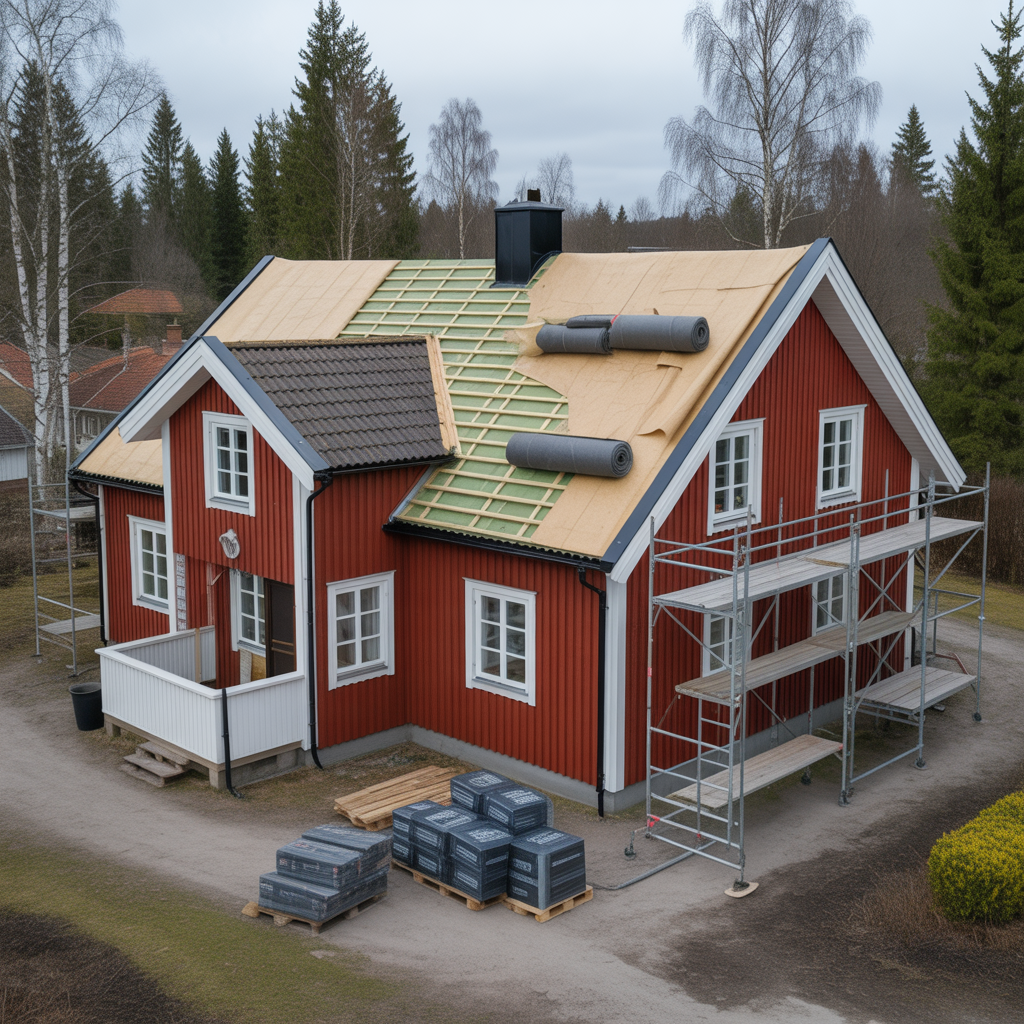 underlagspapp pa villatak kostnad och arbetsgang vid byte