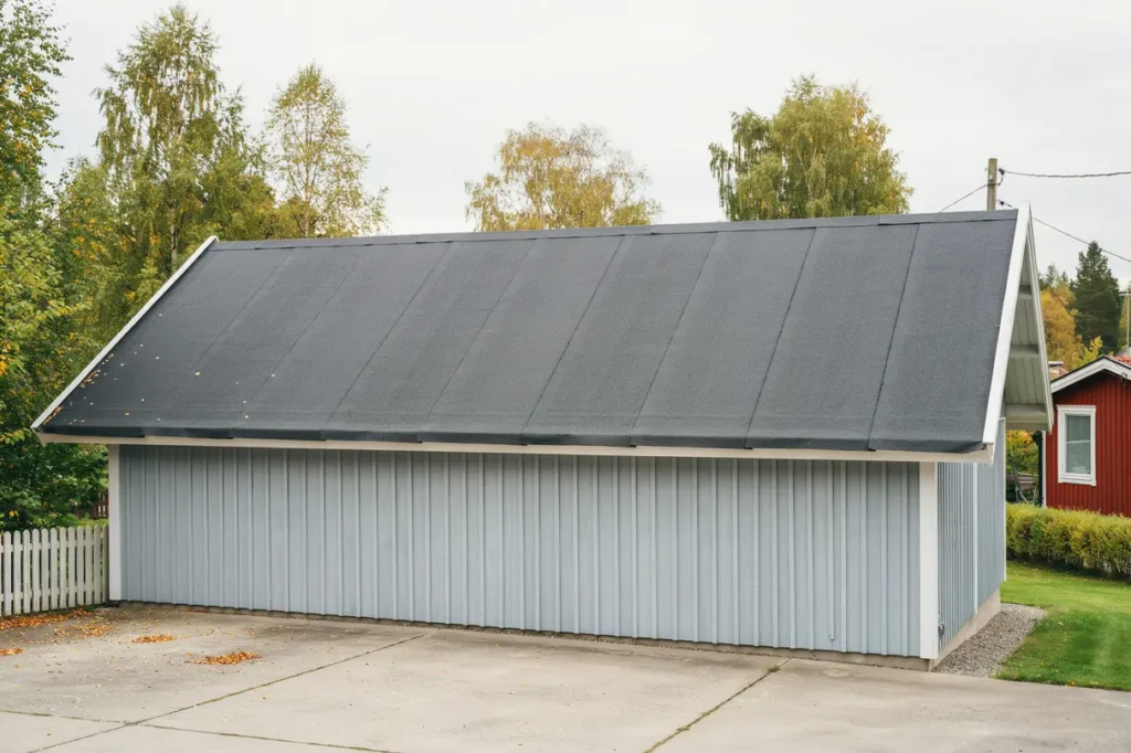 pappl ggning med ny takpapp p carport i ugglum s vedalen
